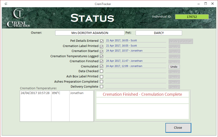 Status Screen